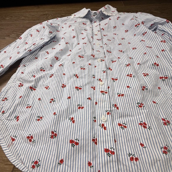 Brooks Brothers Women's Cotton Ruffled Floral Button Shirt Peter Pan Collar sz 6 - Picture 6 of 15